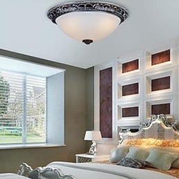 Flush Mount Light זכוכית שרף כסף גילוף רטרו אירופאי קלאסי