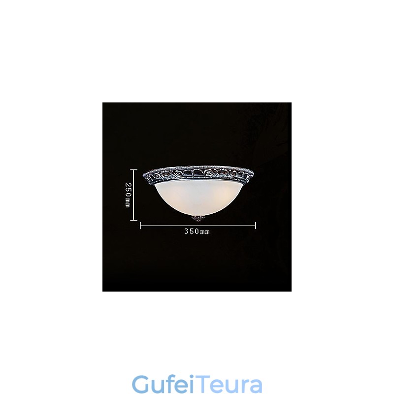 Flush Mount Light זכוכית שרף כסף גילוף רטרו אירופאי קלאסי