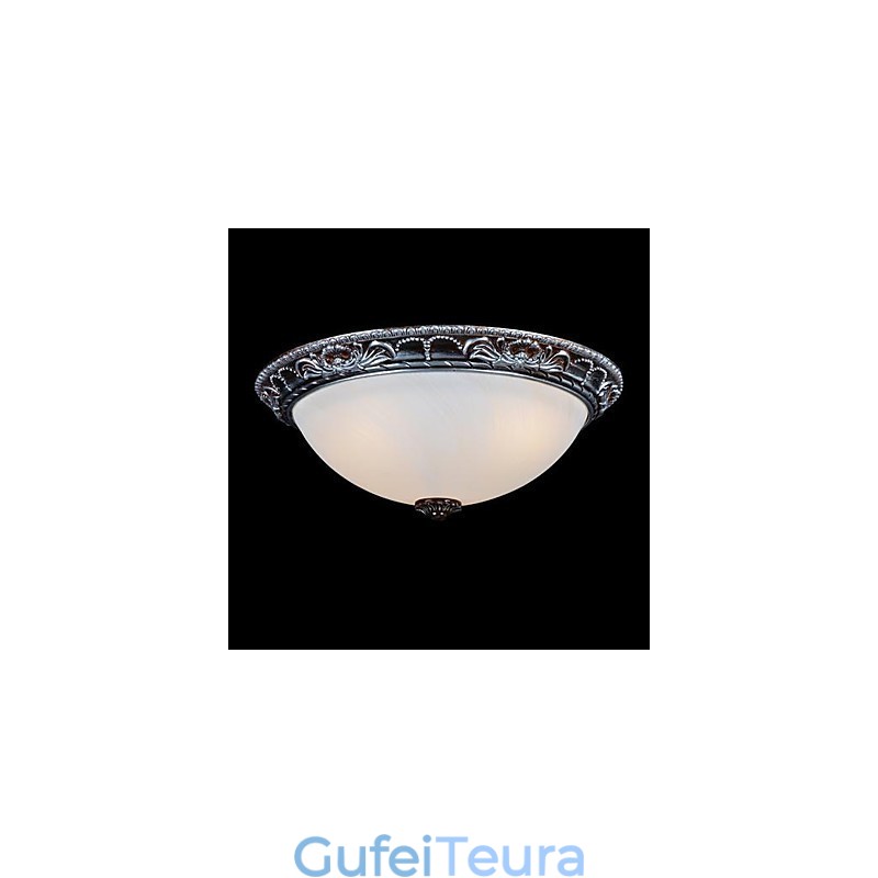 Flush Mount Light זכוכית שרף כסף גילוף רטרו אירופאי קלאסי