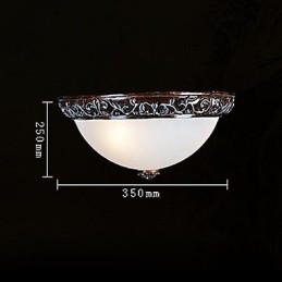 Flush Mount Light זכוכית שרף כסף גילוף אירופאי קלאסי