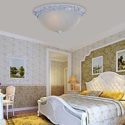 White Flush Mount Light זכוכית שרף גילוף אירופאי קלאסי