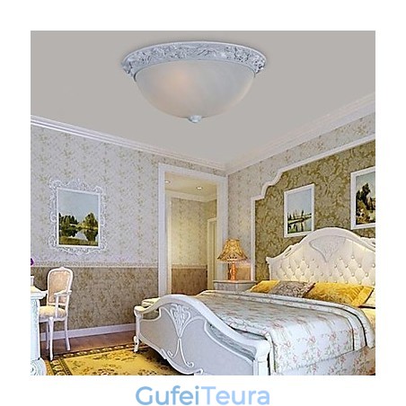 White Flush Mount Light זכוכית שרף גילוף אירופאי קלאסי White Flush Mount Light זכוכית שרף גילוף אירופאי קלאסי