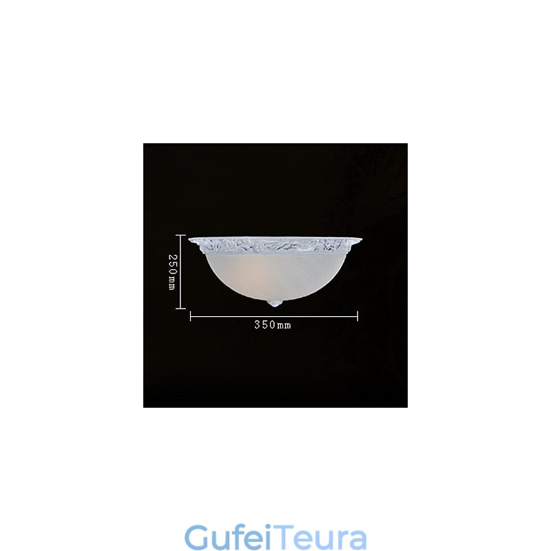White Flush Mount Light זכוכית שרף גילוף אירופאי קלאסי