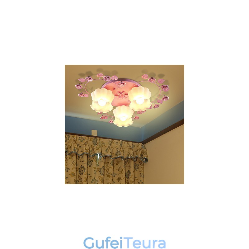 מנורה יצירתית מכווצת כפרי ורד ורוד מתוק 3 לספוג אור כיפה