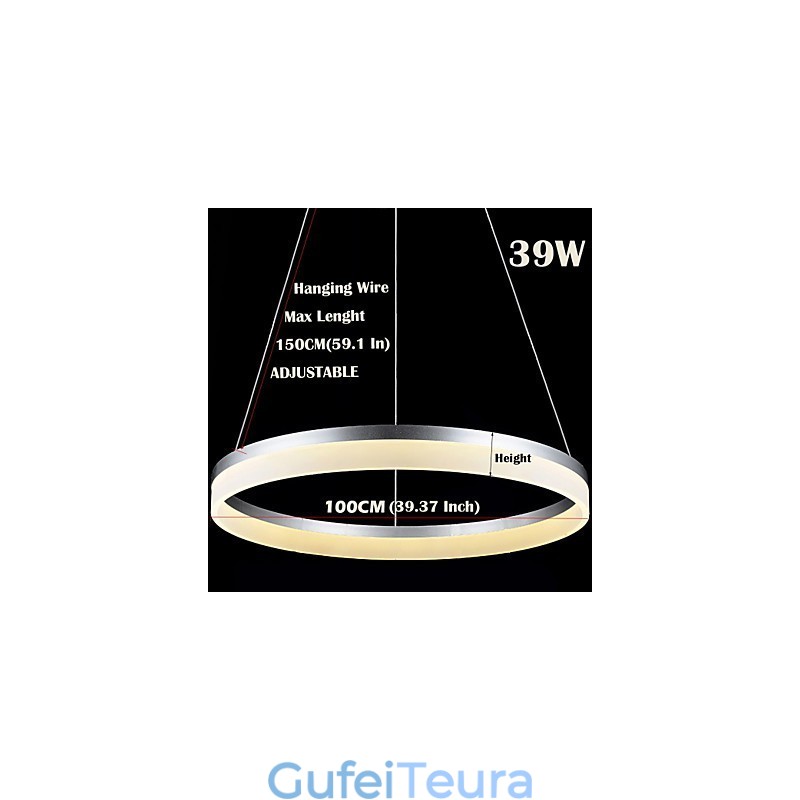 תאורת תליון עגול מודרנית מנורות אקריליק תאורת תאורה טבעת יחידה מפוארת תאורת תקרה