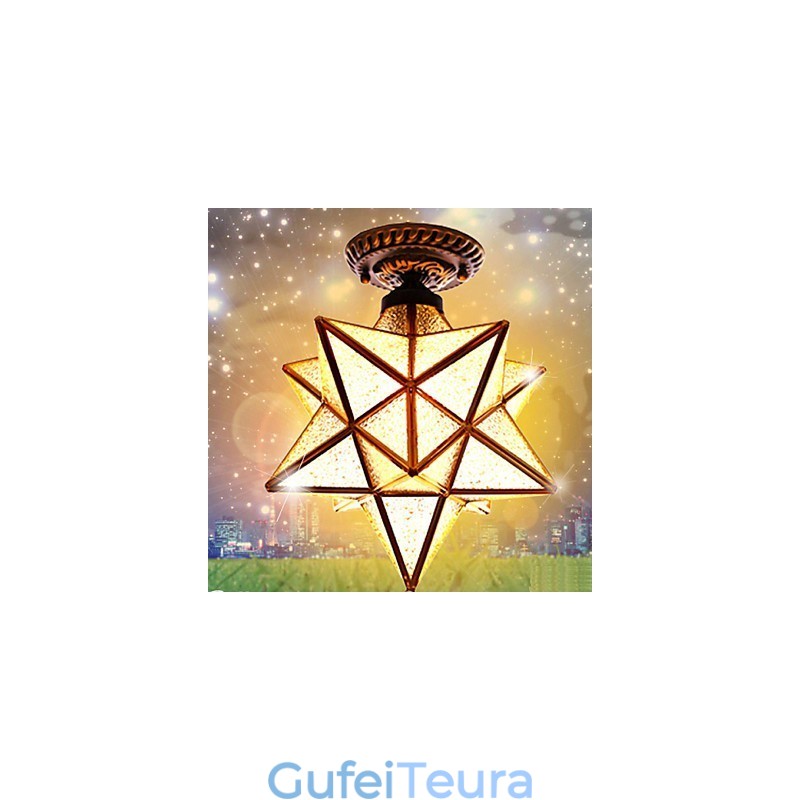 כוכבי ויטראז' לאמנויות יצירה כפריות באירופה כדי לספוג אור מנורת כיפה