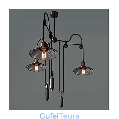 וינטג' Pully Pendant Light 3 Island Foyer Metal+ Galss בתוך גוון וינטג' Pully Pendant Light 3 Island Foyer Metal+ Galss בתוך גוון