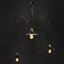 וינטג' Pully Pendant Light 3 Island Foyer Metal+ Galss בתוך גוון