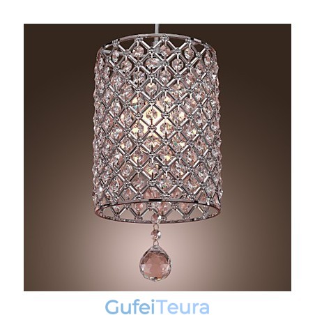 אור תליון טיפת קריסטל בסגנון צילינדר