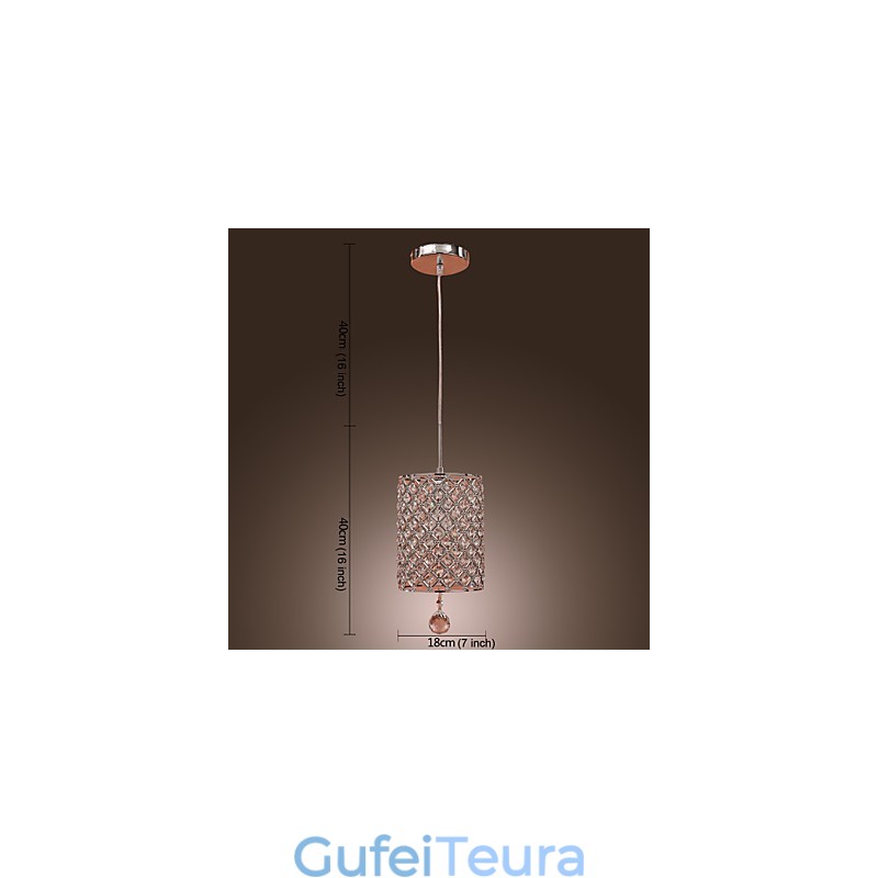 אור תליון טיפת קריסטל בסגנון צילינדר