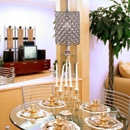 אור תליון טיפת קריסטל בסגנון צילינדר