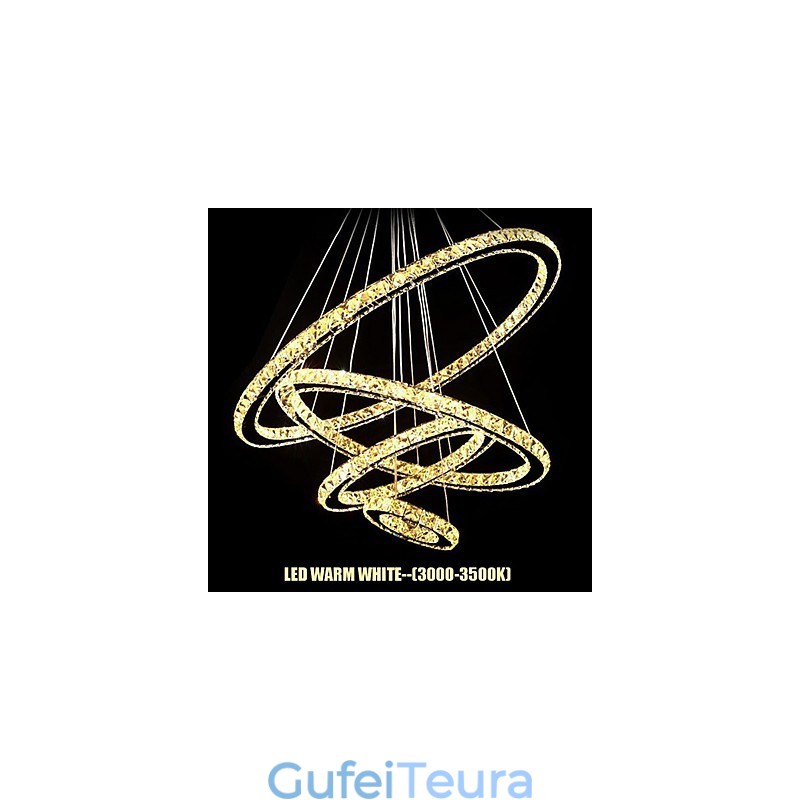 אור תליון קריסטל תאורת תקרה שקוף קריסטל עגול 4 טבעות 40 ס"מ 60 ס"מ 80 ס"מ גופי מקור