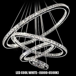 אור תליון קריסטל תאורת תקרה שקוף קריסטל עגול 4 טבעות 40 ס"מ 60 ס"מ 80 ס"מ גופי מקור