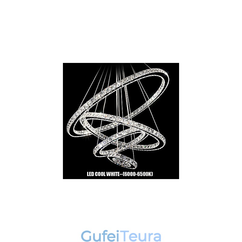 אור תליון קריסטל תאורת תקרה שקוף קריסטל עגול 4 טבעות 40 ס"מ 60 ס"מ 80 ס"מ גופי מקור