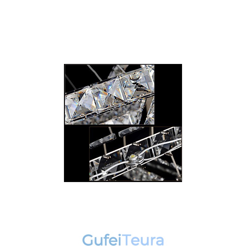 אור תליון קריסטל תאורת תקרה שקוף קריסטל עגול 4 טבעות 40 ס"מ 60 ס"מ 80 ס"מ גופי מקור