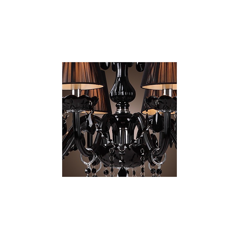 נברשת יוקרה מודרנית שחור קריסטל מגורים 8 אורות