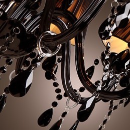 נברשת יוקרה מודרנית שחור קריסטל מגורים 8 אורות