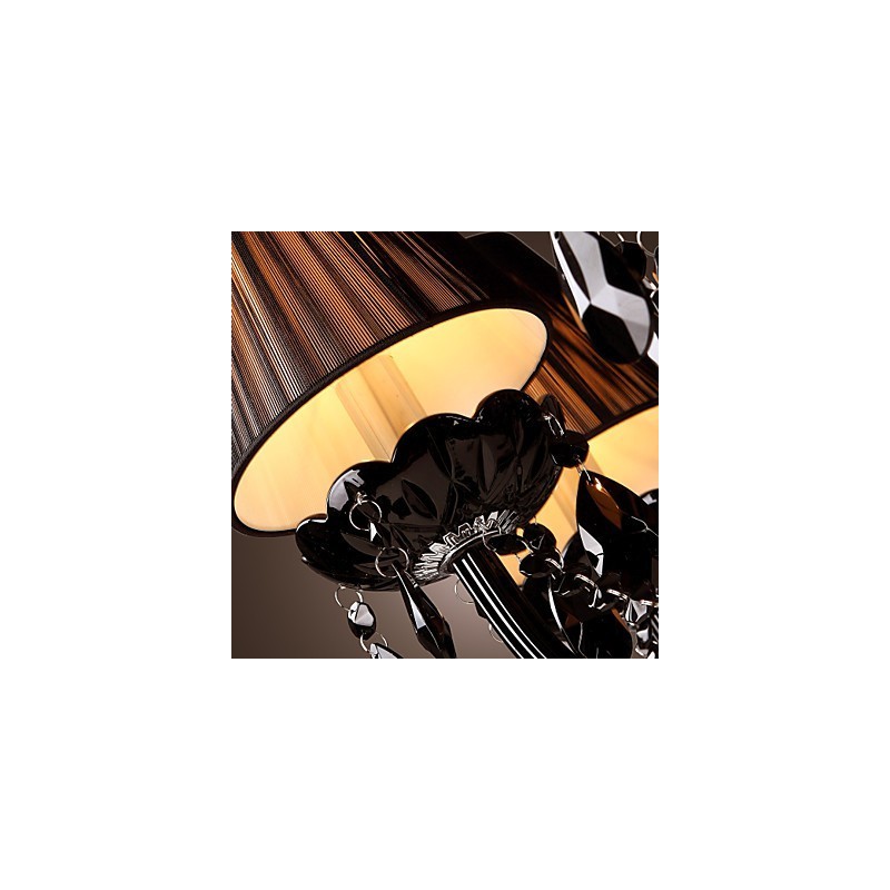 נברשת יוקרה מודרנית שחור קריסטל מגורים 8 אורות