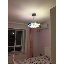 אור תליון זכוכית צבעוני גלובוס בועה מודרני עם 19 נורות