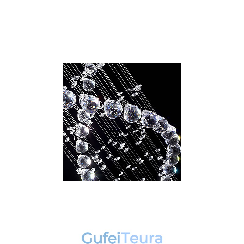 תאורה תליון קריסטל תקרה מנורות 13 אורות מודרני כסף Canpoy שקוף K9 גופי קריסטל