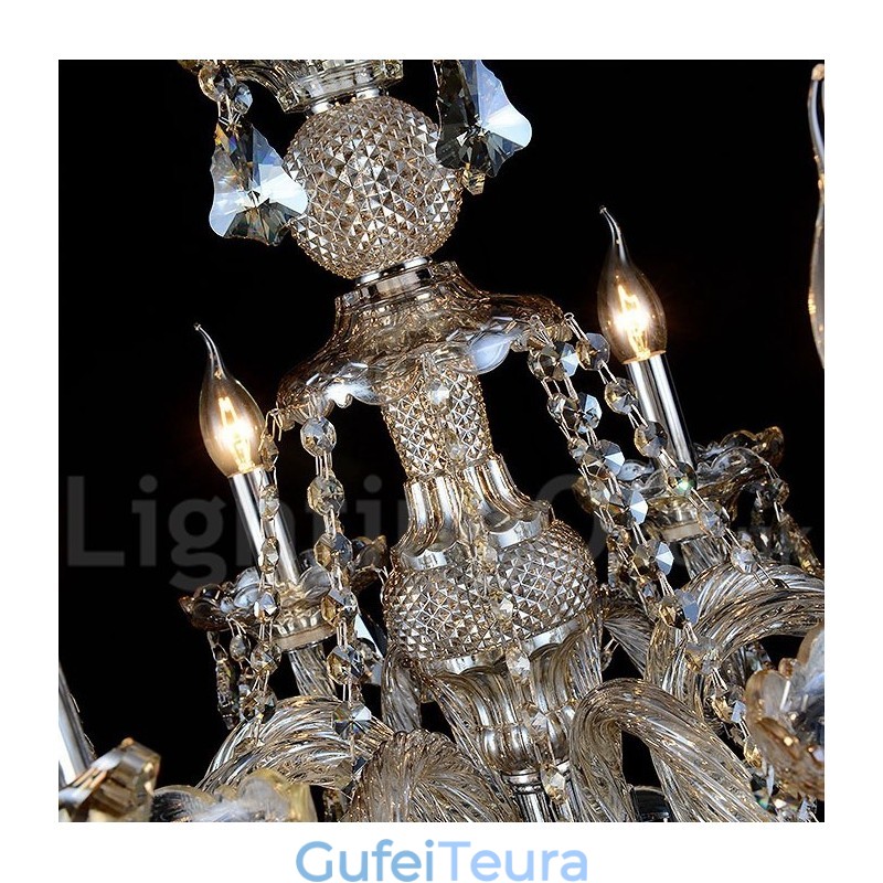 צבע רטרו קוניאק K9 קריסטל מודרני נברשת עם 8 אורות