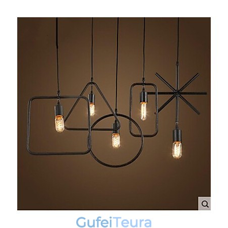 יחיד אמריקאי רטרו 5 צורת ראש נברשת אמנות ברזל