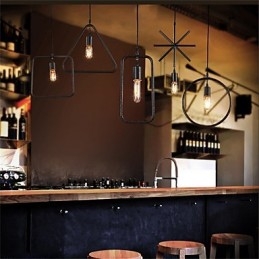 יחיד אמריקאי רטרו 5 צורת ראש נברשת אמנות ברזל