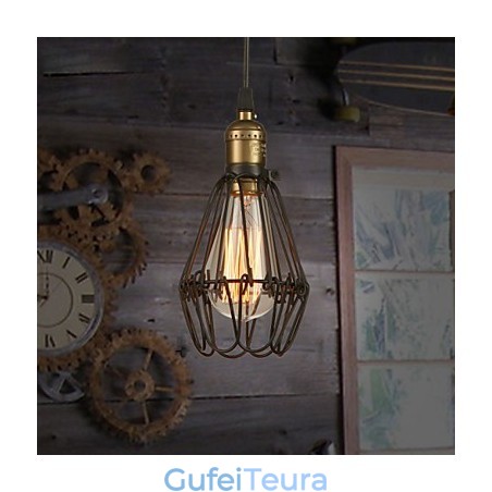 אורות תליון וינטג' בסגנון כפרי אמריקאי משחזר דרכים עתיקות ברזל יצוק כלוב קטן droplight