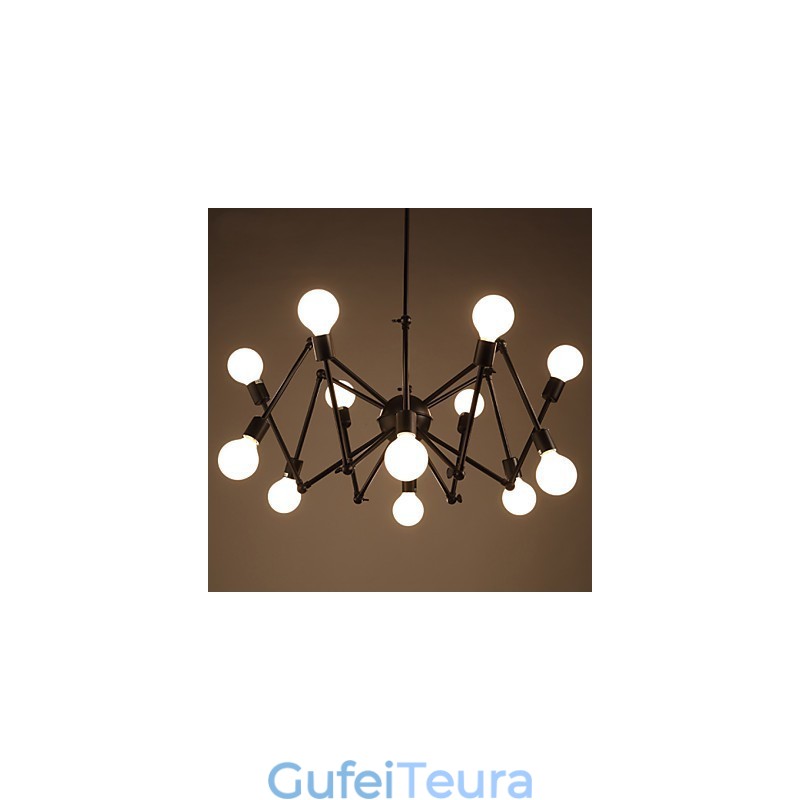 American Loft Black Lights נברשת עכביש ברזל עם 12 ראשים
