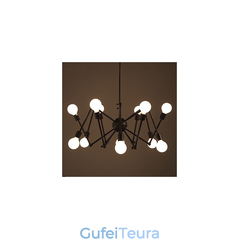 American Loft Black Lights נברשת עכביש ברזל עם 12 ראשים