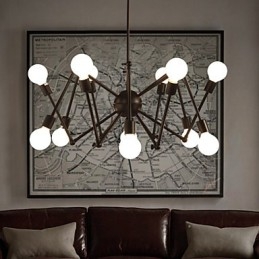 American Loft Black Lights נברשת עכביש ברזל עם 12 ראשים