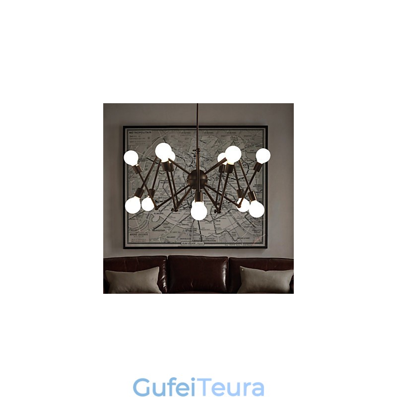 American Loft Black Lights נברשת עכביש ברזל עם 12 ראשים