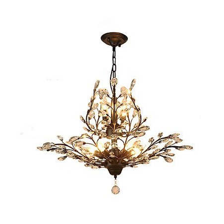 Vintage Crystal Flush Mount 7Lights ציור מתכת שחור או זהב