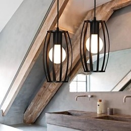 לופט יצירתי שיקום דרכים עתיקות ראש יחיד מנורת נברשת מברזל מחושל