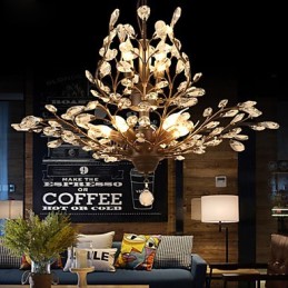 Vintage Crystal Flush Mount 7Lights ציור מתכת שחור או זהב