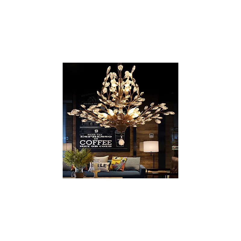 Vintage Crystal Flush Mount 7Lights ציור מתכת שחור או זהב