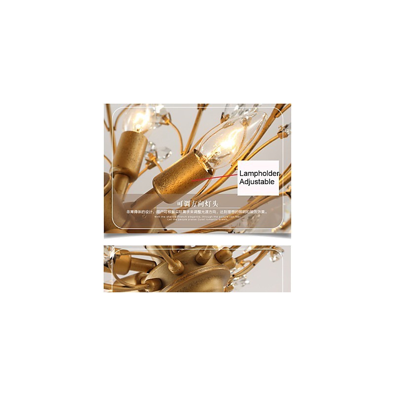 Vintage Crystal Flush Mount 7Lights ציור מתכת שחור או זהב