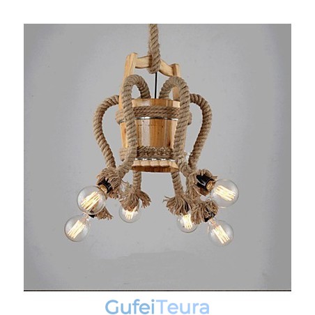 מנורה יצירתית של נברשת חבית מעץ