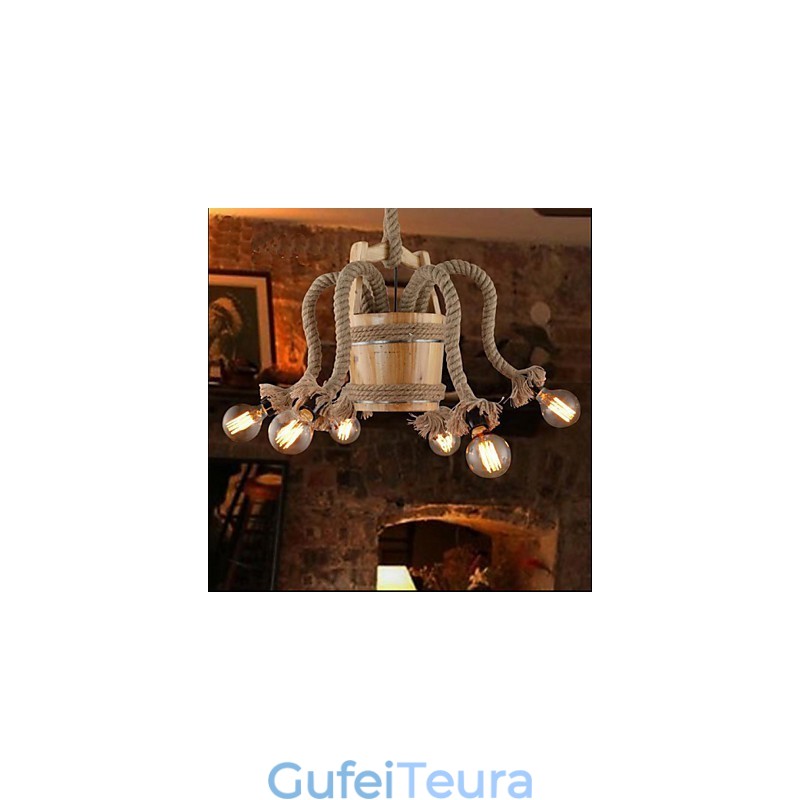 מנורה יצירתית של נברשת חבית מעץ