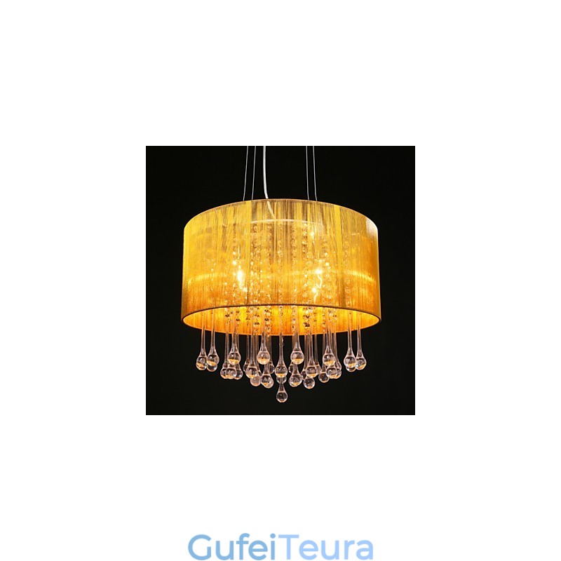 תליון תוף מודרני 4 אורות מתפתל אהיל קריסטל נברשת עיצוב מינימליסטי מודרני