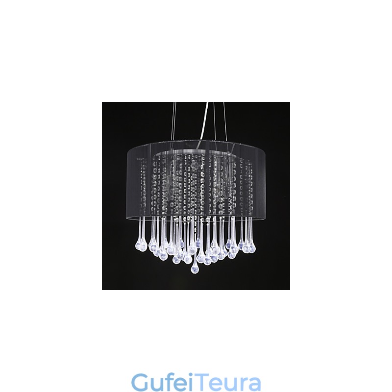 תליון תוף מודרני 4 אורות מתפתל אהיל קריסטל נברשת עיצוב מינימליסטי מודרני