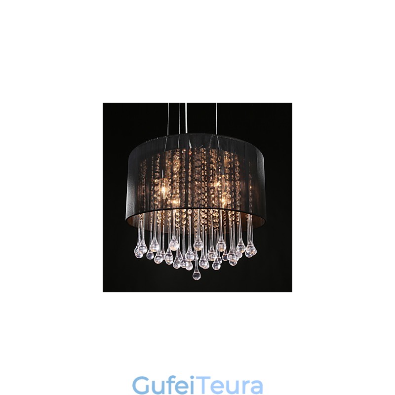 תליון תוף מודרני 4 אורות מתפתל אהיל קריסטל נברשת עיצוב מינימליסטי מודרני