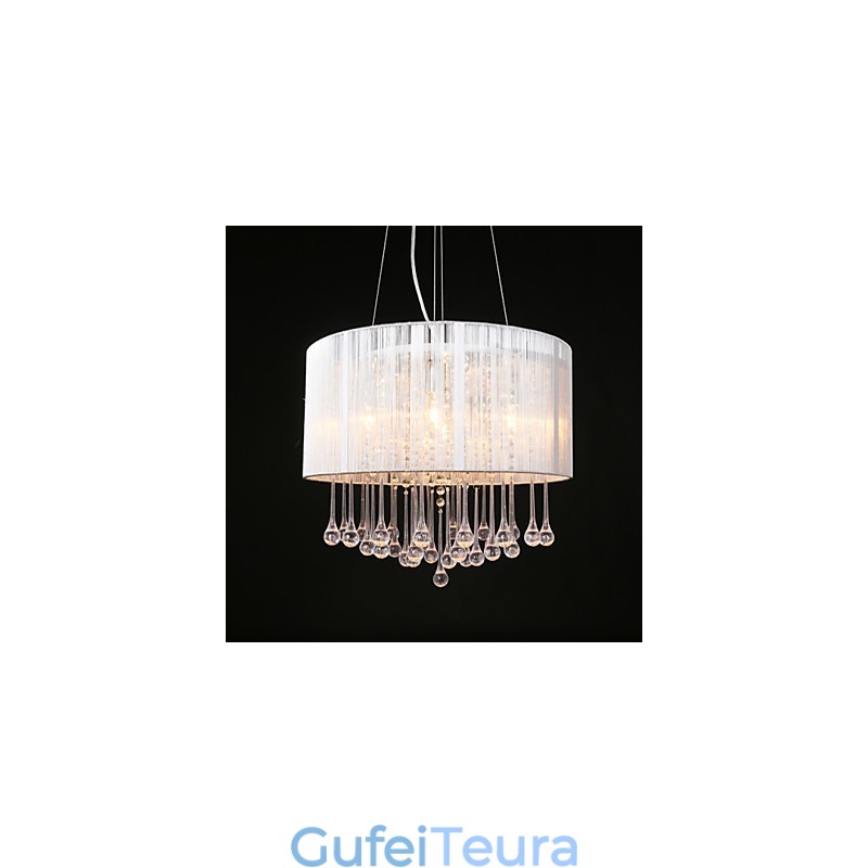 תליון תוף מודרני 4 אורות מתפתל אהיל קריסטל נברשת עיצוב מינימליסטי מודרני