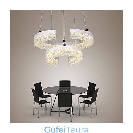 אור תליון קריסטל צורת האות "C" מנורה מודרנית שתי טבעות