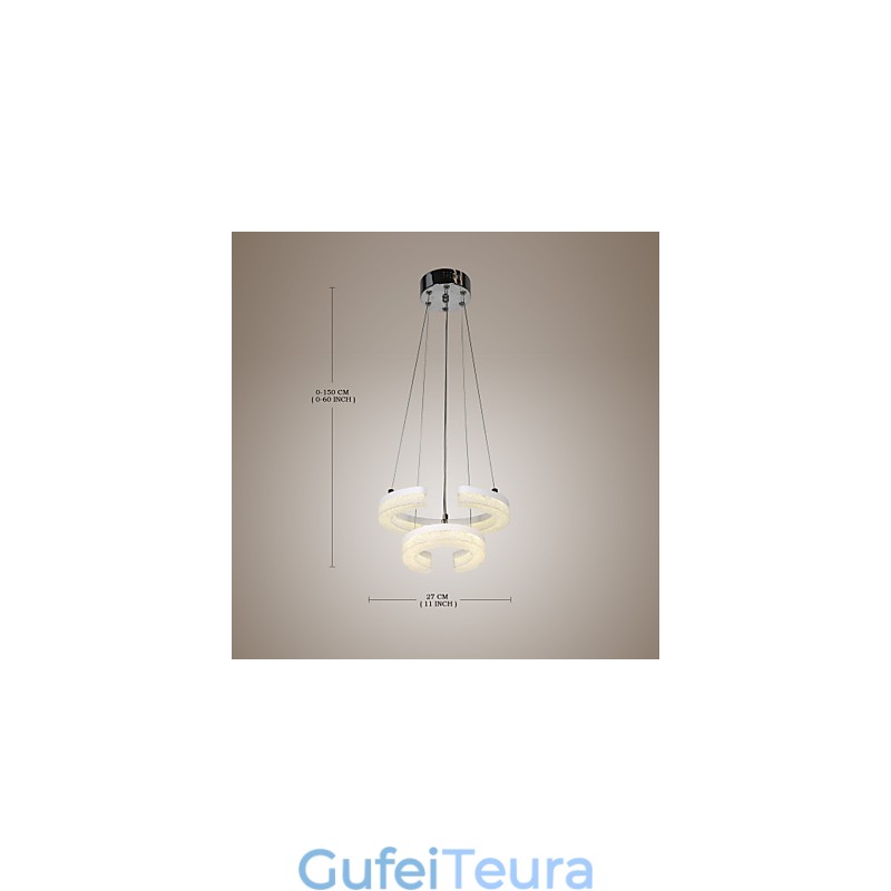 אור תליון קריסטל צורת האות "C" מנורה מודרנית שתי טבעות