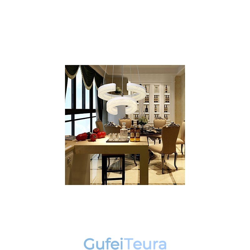 אור תליון קריסטל צורת האות "C" מנורה מודרנית שתי טבעות