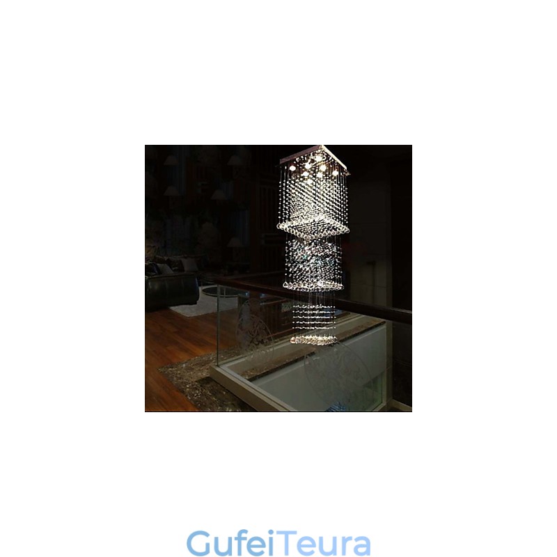 מנורות תליון קריסטל תקרה תאורה 8 אורות מודרניים מפוארים כסוף כסף ק9 גופי קריסטל שקוף