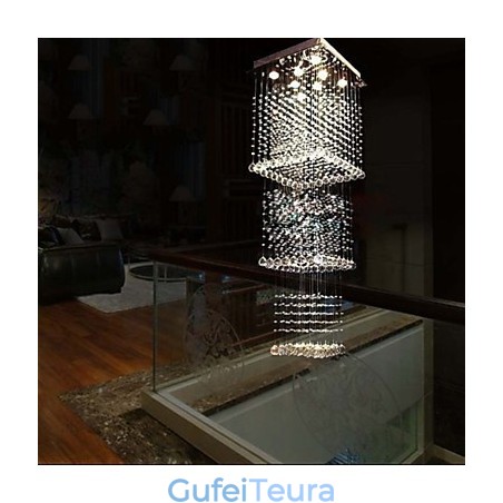 מנורות תליון קריסטל תקרה תאורה 8 אורות מודרניים מפוארים כסוף כסף ק9 גופי קריסטל שקוף