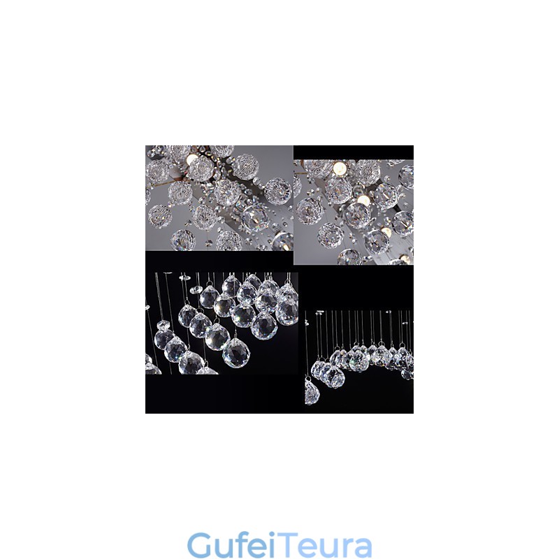 מנורות תליון קריסטל תקרה תאורה 8 אורות מודרניים מפוארים כסוף כסף ק9 גופי קריסטל שקוף