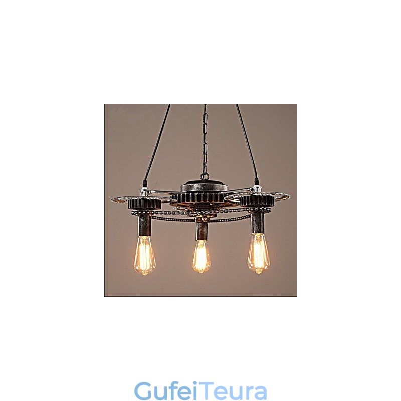 VintageLron נברשת ציוד רוח תעשייתי